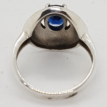 Load image into Gallery viewer, Sterling Silver blue Stone Marcasite Ring
