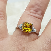 Load image into Gallery viewer, Sterling Silver Yellow Sapphire and White CZ Ring
