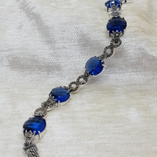 Load image into Gallery viewer, Sterling Silver Marcasite and Blue Stone Bracelet
