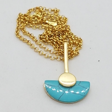 Load image into Gallery viewer, Sterling Silver Gold Plated Turquoise Pendant
