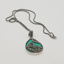 Load image into Gallery viewer, Sterling Silver Turquoise and Marcasite Pendant
