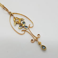 Load image into Gallery viewer, Antique 9ct Aquamarine and Pearl Lavalier Pendant
