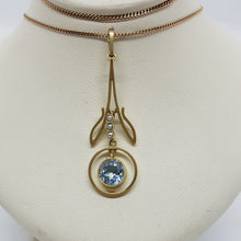 Load image into Gallery viewer, Antique 15ct Gold Aquamarine and Pearl Pendant
