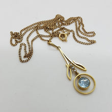 Load image into Gallery viewer, Antique 15ct Gold Aquamarine and Pearl Pendant
