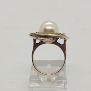 Sterling Silver Marcasite and Pearl Ring