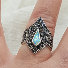 Load image into Gallery viewer, Sterling Silver Opal and Marcasite Ring
