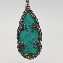 Load image into Gallery viewer, Sterling Silver Turquoise and Marcasite Pendant
