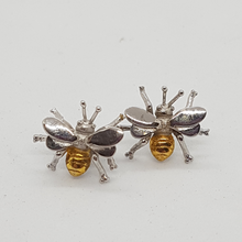 Load image into Gallery viewer, Handmade Sterling Silver Bee Stud Earrings

