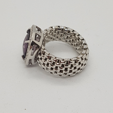 Load image into Gallery viewer, Sterling Silver Amethyst and White Cz Ring
