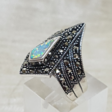 Load image into Gallery viewer, Sterling Silver Opal and Marcasite Ring
