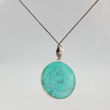 Load image into Gallery viewer, Sterling Silver Marcasite and Turquoise Floral Pendant
