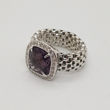 Load image into Gallery viewer, Sterling Silver Amethyst and White Cz Ring
