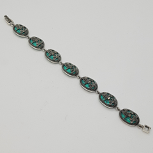 Load image into Gallery viewer, Sterling Silver Turquoise and Marcasite Bracelet
