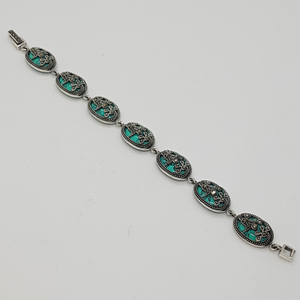 Sterling Silver Turquoise and Marcasite Bracelet