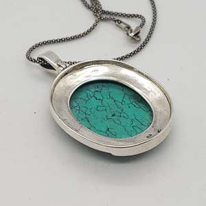 Sterling Silver Turquoise and Marcasite Pendant