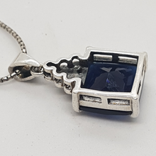 Load image into Gallery viewer, Sterling Silver Blue Stone and Marcasite Pendant
