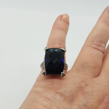 Load image into Gallery viewer, Sterling Silver Marcasite and Blue Stone Ring

