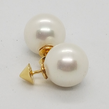 Load image into Gallery viewer, Sterling Silver Gold Plated Two Way Front and Back Pearl Earrings
