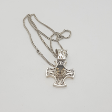 Load image into Gallery viewer, Vintage Sterling Silver and Smokey Quartz Cross Pendant
