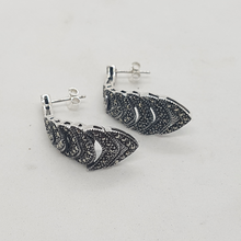 Load image into Gallery viewer, Sterling Silver Marcasite Drop Earrings
