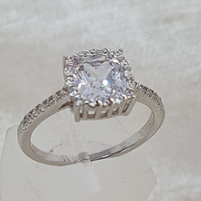 Load image into Gallery viewer, Sterling Silver Square Cut CZ Ring
