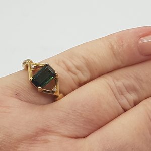 9ct Gold Tourmaline and Diamond Ring