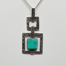 Load image into Gallery viewer, Sterling Silver Turquoise and Marcasite Pendant
