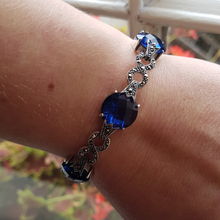 Load image into Gallery viewer, Sterling Silver Marcasite and Blue Stone Bracelet
