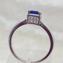 Load image into Gallery viewer, Sterling Silver Sapphire and White CZ Ring
