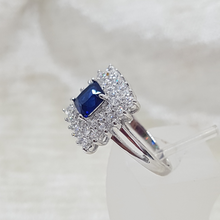 Load image into Gallery viewer, Sterling Silver White and Sapphire CZ Stone Ring
