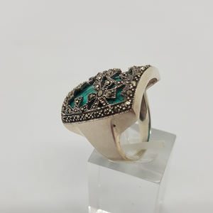 Sterling Silver Turquoise and Marcasite Ring