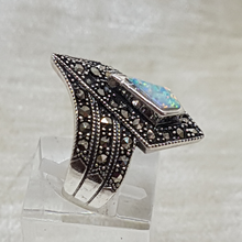 Load image into Gallery viewer, Sterling Silver Opal and Marcasite Ring
