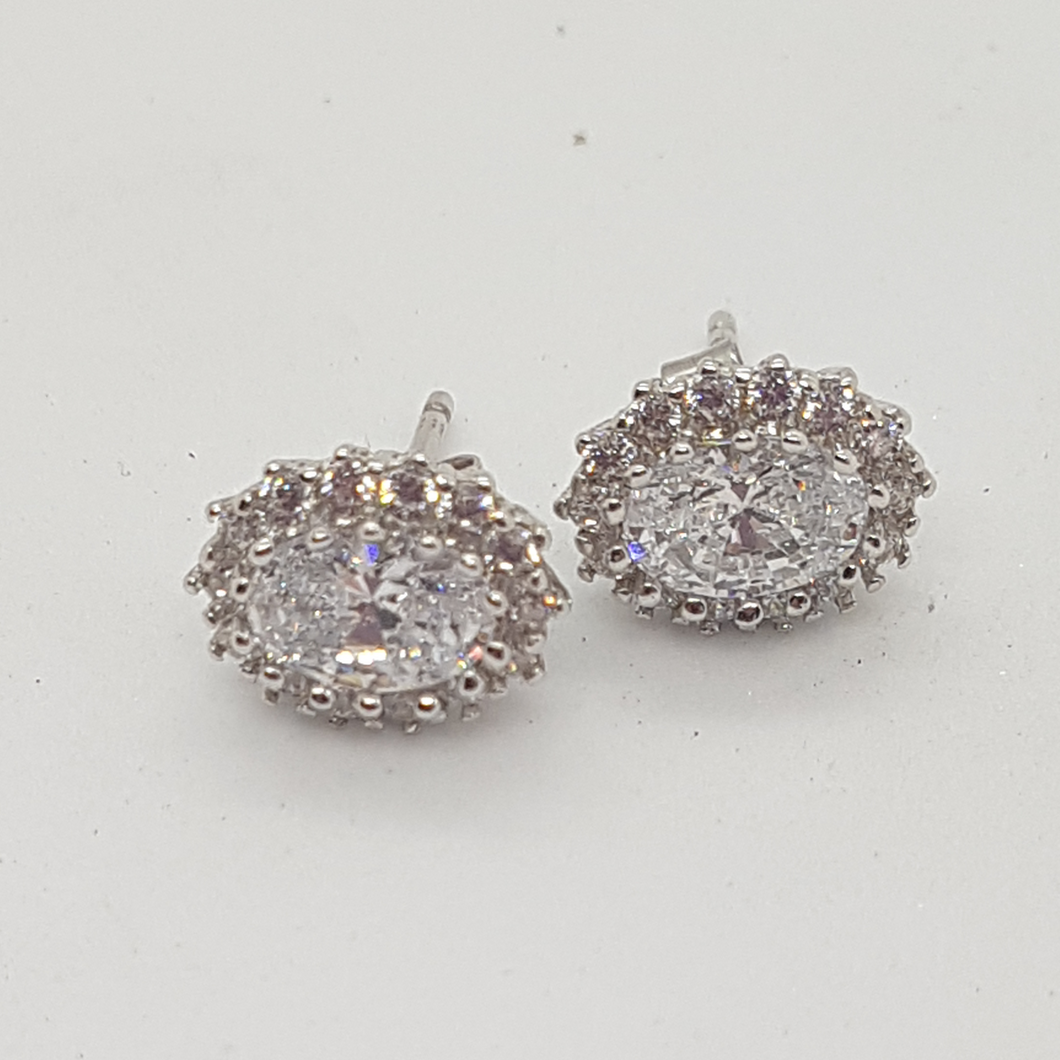 Sterling Silver and CZ Stud Earrings