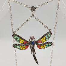 Load image into Gallery viewer, Sterling Silver Pique-a-Jour Marcasite Dragonfly Pendant
