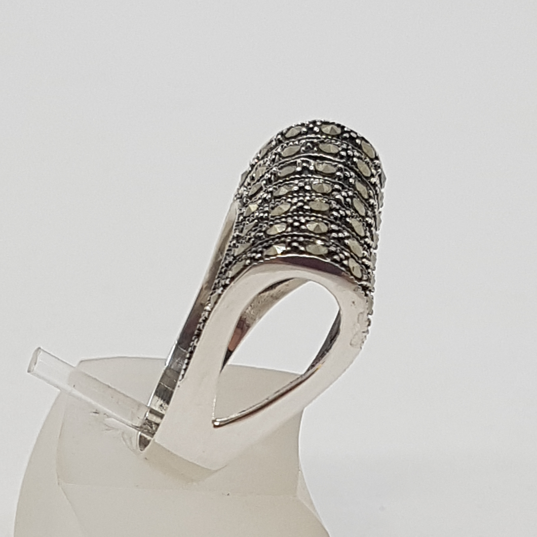 Sterling Silver Marcasite Rollover Ring