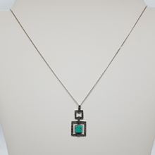 Load image into Gallery viewer, Sterling Silver Turquoise and Marcasite Pendant
