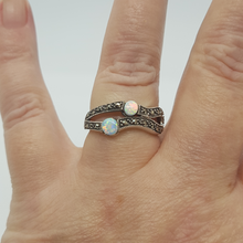 Load image into Gallery viewer, Sterling Silver Opal and Marcasite Ring
