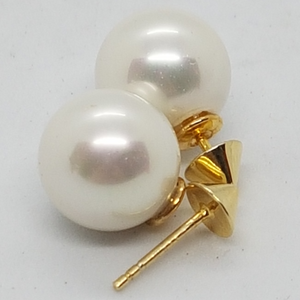 Sterling Silver Gold Plated Two Way Front and Back Pearl Earrings