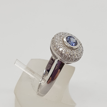 Load image into Gallery viewer, Sterling Silver Sapphire and White CZ Dress Ring
