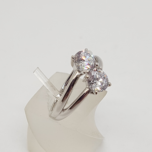 Sterling Silver 2 Stone CZ Ring