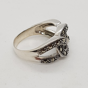 Sterling Silver Marcasite Twist Link Ring