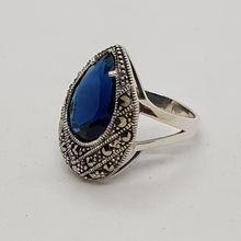 Load image into Gallery viewer, Sterling Silver Blue Stone Ring
