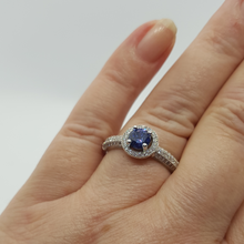Load image into Gallery viewer, Sterling Silver Blue and White CZ Ring
