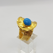 Load image into Gallery viewer, Sterling Silver Gold Plated Turquoise Ring
