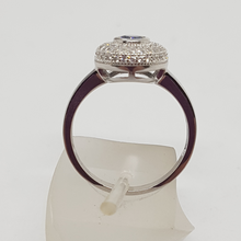 Load image into Gallery viewer, Sterling Silver Sapphire and White CZ Dress Ring
