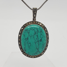 Load image into Gallery viewer, Sterling Silver Turquoise and Marcasite Pendant
