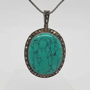 Sterling Silver Turquoise and Marcasite Pendant