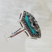 Load image into Gallery viewer, Sterling Silver Marcasite and Turquoise Ring
