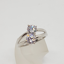 Load image into Gallery viewer, Sterling Silver 2 Stone CZ Ring
