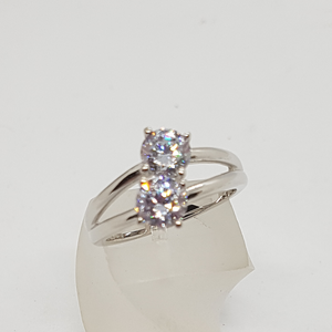 Sterling Silver 2 Stone CZ Ring